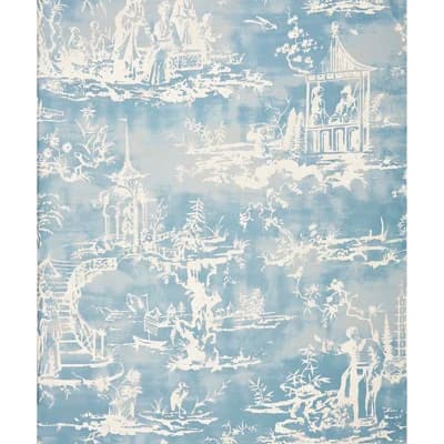 Oriana Toile Wallpaper Roll — Sky