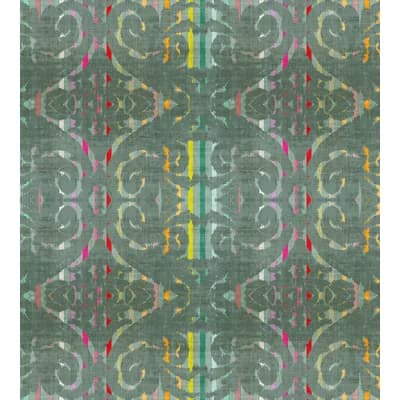 Palace Damask and Striped Metallic Wallpaper — Sage