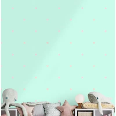 Paule Marrot Geometric Non-Pasted Satin Wallpaper Double Roll — Aqua,Pink