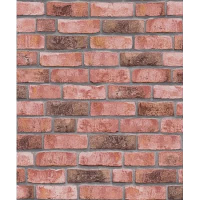 Bricks and More Collection Brick Weathered Effect Wallpaper Roll — Red