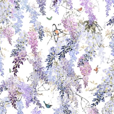 Wisteria Falls Panel B Wallpaper — Lilac