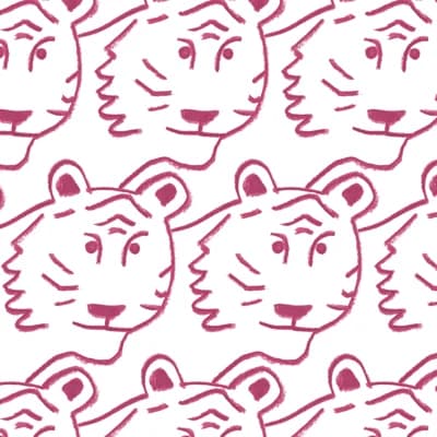 Kids Tigers! 10' L x 25" W Peel and Stick Wallpaper Tile — Pink,White