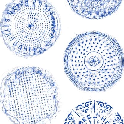 Brooklyn Manhole — China Blue,White