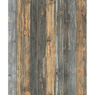 Woods and Wicker Collection Wood Knots Effect Wallpaper Roll — Blue,Brown,Black