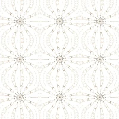 Fern | Organic Arabesque Wallpaper Double Roll — White,Beige