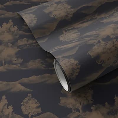 Abundance Floral Non-Pasted Wallpaper Roll — Abundance Black & Tan I