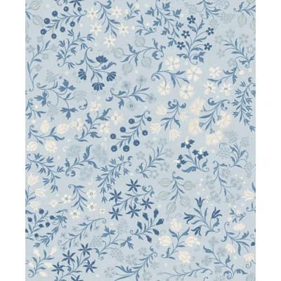 Yuki Osada Floral Non-Pasted Satin Wallpaper Double Roll — Light Blue