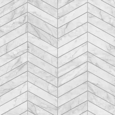 Luxe Haven Marbled Chevron 9' L x 20.5" W Peel and Stick Wallpaper Roll — Calcutta,Argos Gray