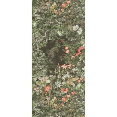 Non-Pasted Matte Wallpaper Roll — Coral,Olive,Charcoal