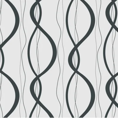Ribbons and Chains Abstract Vinyl Non-Pasted Matte Wallpaper Roll by Jamie Graney — Black,Gray