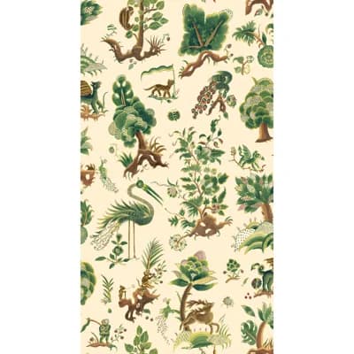 Toile Non-Woven Wallpaper Roll — Document Green