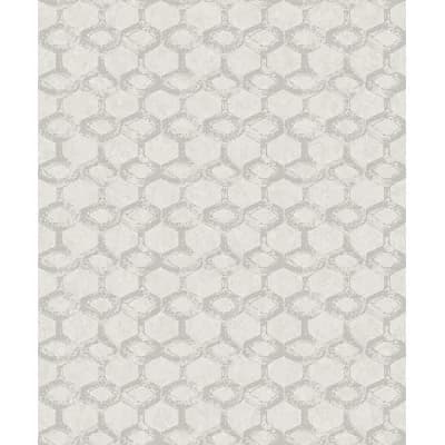 Gray Resource Geometric Non-Pasted Metallic Wallpaper Roll — Silver
