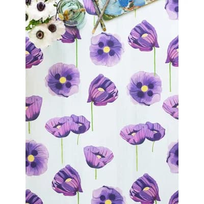 Floral Non-Pasted Matte Wallpaper Roll by Jessica Hollander — Purple,Snow
