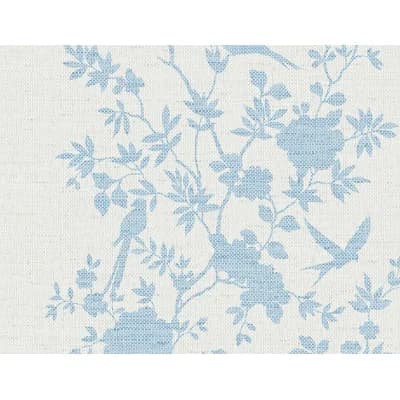 Floral Grass Cloth Non-Pasted Wallpaper Roll — Maya Blue