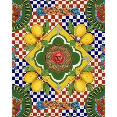 LA DOLCE VITA Matte Wallpaper Roll — Blue,Yellow,Red,Green,Taupe