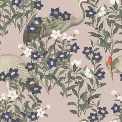 Yuki Osada Floral Non-Pasted Satin Wallpaper Double Roll — Pink