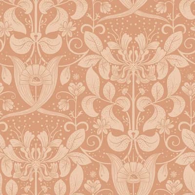Ingrid Floral Non-Pasted Wallpaper Roll — Coral