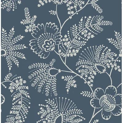 Auna Floral Non-Pasted Wallpaper Roll — Blue