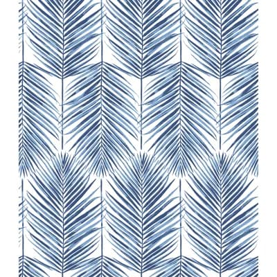 Floral Vinyl Non-Pasted Matte Wallpaper Roll — Coastal Blue