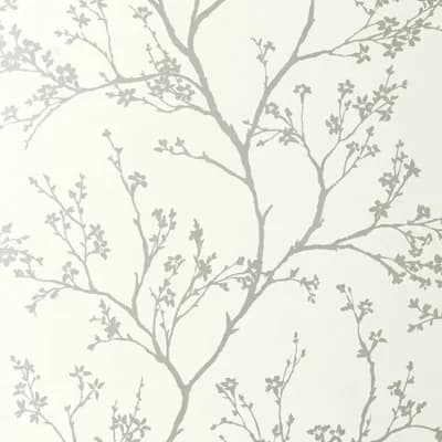 Twiggy Wallpaper — Silver,Beige