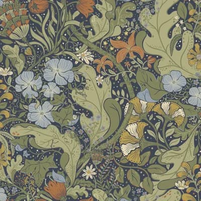 Ingrid 33' L x 20.9" W Wallpaper Roll — Indigo