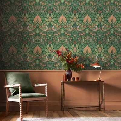 William Morris Dove & Rose Midsummer Wallpaper — Dark Green