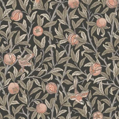William Morris at Home SS24 Floral Non-Pasted Matte Wallpaper Double Roll — Charcoal