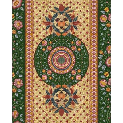 Tyrol Apres-Ski Floral Non-Pasted Matte Wallpaper Roll — Blue,Green,Red,Taupe