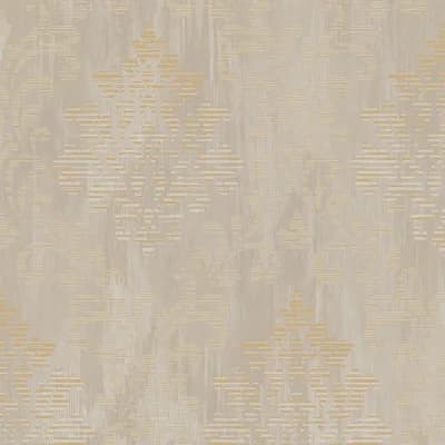 Metallic FX Modern Metallic Damask 33' L x 21" W Wallpaper Roll — Beige
