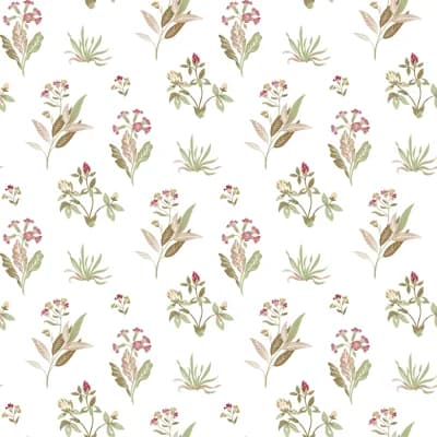Cottage Chic Cottage Chic Large Floral and Leaf Motif EcoDeco Material 33' L x 21" W Wallpaper Roll — Red