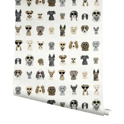 Dog Days 20" L x 27" W Peel and Stick Wallpaper Roll — Gray
