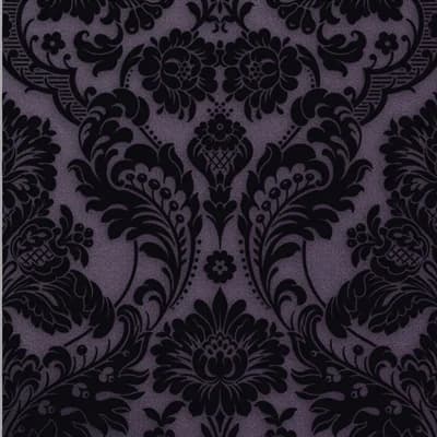 Damask Non-Pasted Metallic Wallpaper Double Roll — Purple,Black