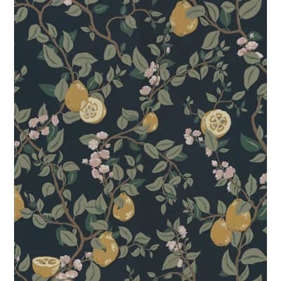 Kvitten Floral Matte Wallpaper Roll — Midnight Blue