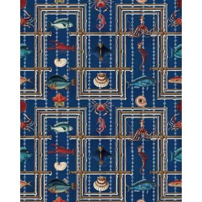 Sundance Villa Non-Pasted Matte Wallpaper Roll — Indigo,Red,Turquoise,White