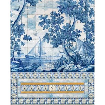 Sundance Villa Abstract Non-Pasted Matte Wallpaper Roll — White,Blue,Yellow