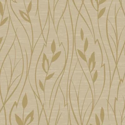Dazzling Dimensions Floral Non-Pasted Metallic Wallpaper Double Roll — Sand,Gold