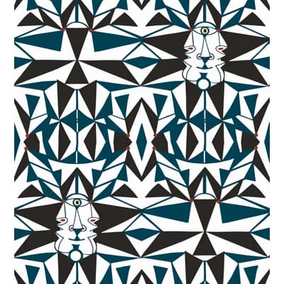 Email Geometric Non-Pasted Matte Wallpaper Double Roll by Jean Cocteau — Bleu
