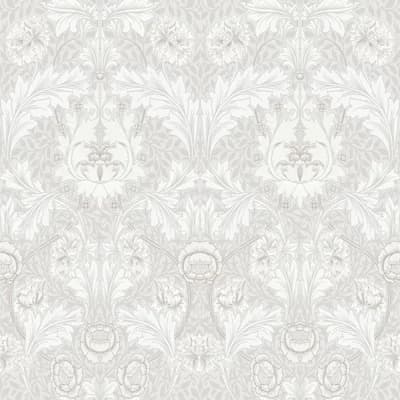 Myrtle Mauve Floral Ogee Wallpaper — White