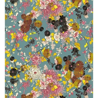 Voyages Voyages Floral Non-Pasted Matte Wallpaper Double Roll — Bleu
