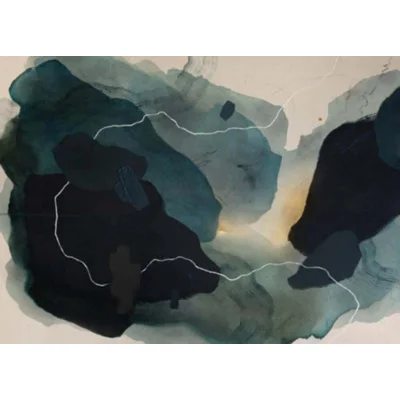 Abstract Matte Wall Mural by Victoria Rose Park — Beige;Blue