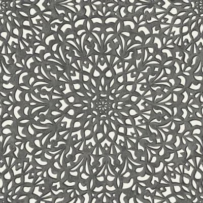 Damask Non-Pasted Matte Wallpaper Roll — Soot,Snow