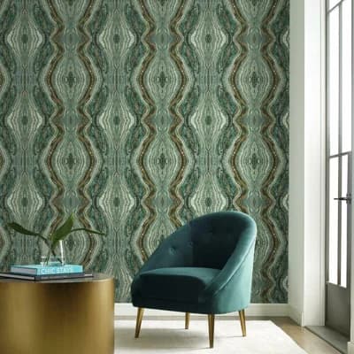 Marble Peel & Stick Matte Wallpaper Roll — Teal