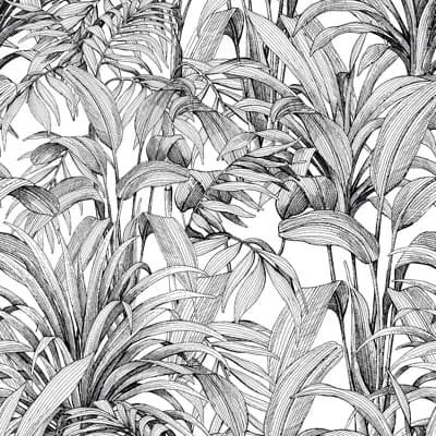 Orom II Collection Black All-over Leaves 62.5-inches wide x 9.18-feet high 3-panel Wall Mural — Black
