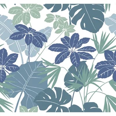 Medellin Floral Non-Pasted Wallpaper Double Roll — Blue