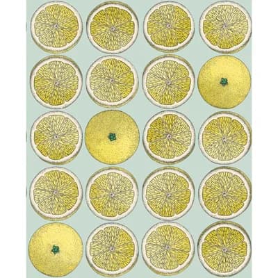Arance Geometric Non-Pasted Matte Wallpaper Roll — Lemon,Seafoam