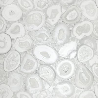 Pepper Glass Bead Finish Geometric Filo Stone Wallpaper Roll — White