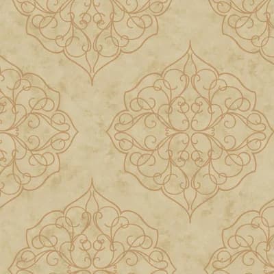 Antonia Vella Non-Pasted Matte Wallpaper Double Roll — Khaki,Gold