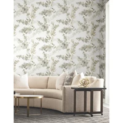 Blossom Fling Floral Non-Pasted Metallic Wallpaper Roll — Blonde