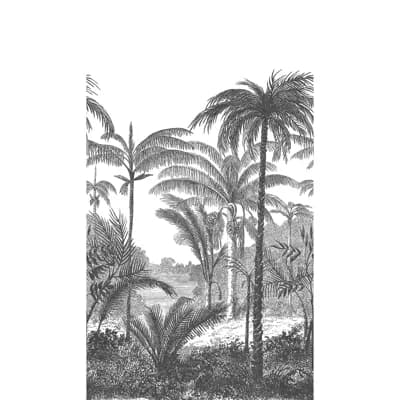 Orom II Collection Black Palm Trees 62.5-inches wide x 9.18-feet high 3-panel Wall Mural — Black