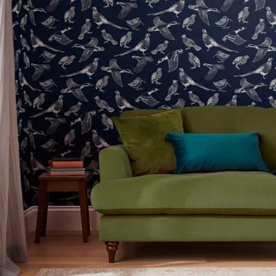 Abstract Non-Pasted Matte Wallpaper Double Roll — Blue,Ivory